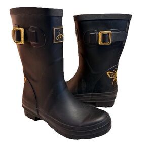 Joules Black and Gold Women's Rain Boots- size 5